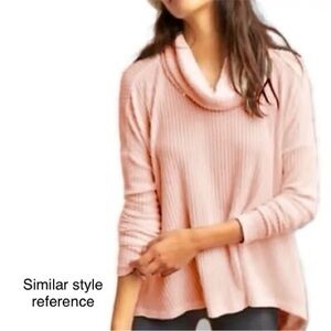 Maeve Anthropologie Blush Pink Cowl Neck Ribbed Sweater